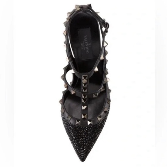 Rare Authentic Valentino Noir Rockstud Caviar Crystal/ Swarovski Pumps - Picture 10 of 13
